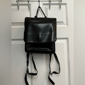 Genuine leather boxy mini backpack